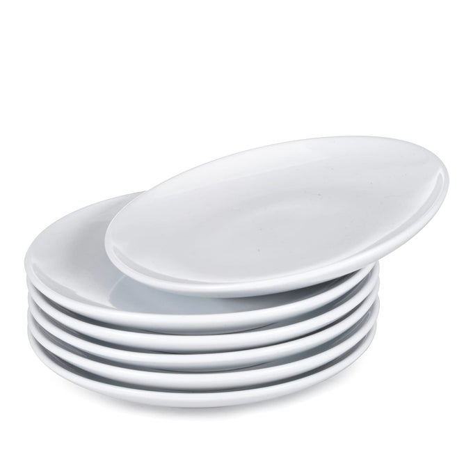 CREAM WHITE PORCELAIN DESSERT PLATES FOR RESTAURANT AND KITCHEN SET OF 6 65 INCHES