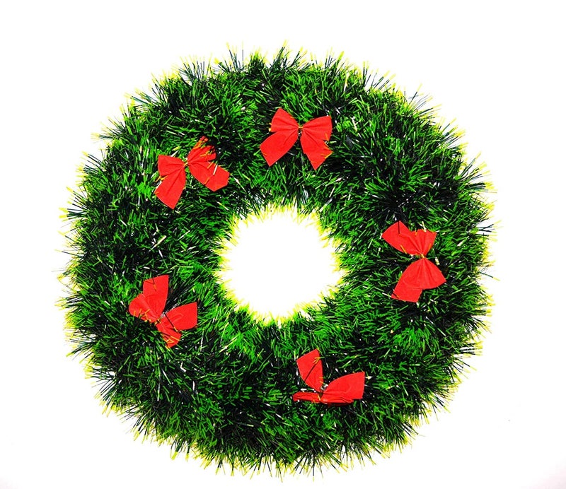DEEPTI DECOR Large Wreath for Wall Decor Wall Hanging Front Door Hanging Best for Merry Christmas XMas Home Party Decoration and Gift Pack of 1 Green Wreath - Image 2