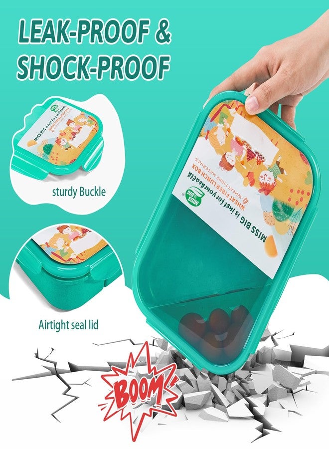 MISS BIG Bento Box for Kids, Leakproof Lunch Box, No BPAs & Chemical Dyes, M/W, D/W & Fridge Safe (1150ml Green) - Image 3