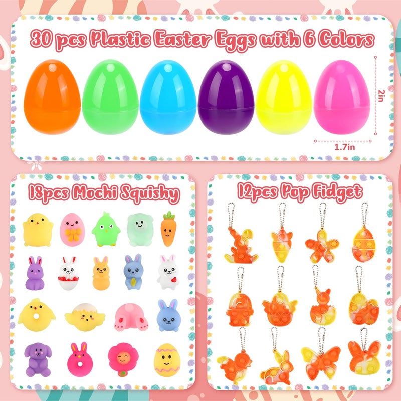 Hooutky 48 Pcs Easter Egg Filled with Assorted Toys for Easter Egg Hunt, Kids Basket Stuffers, Party Favor Decor Supply, Easter Classroom Prize Supplies, Plastic Easter Eggs Filled with Easter Eggs Fillers - Image 2