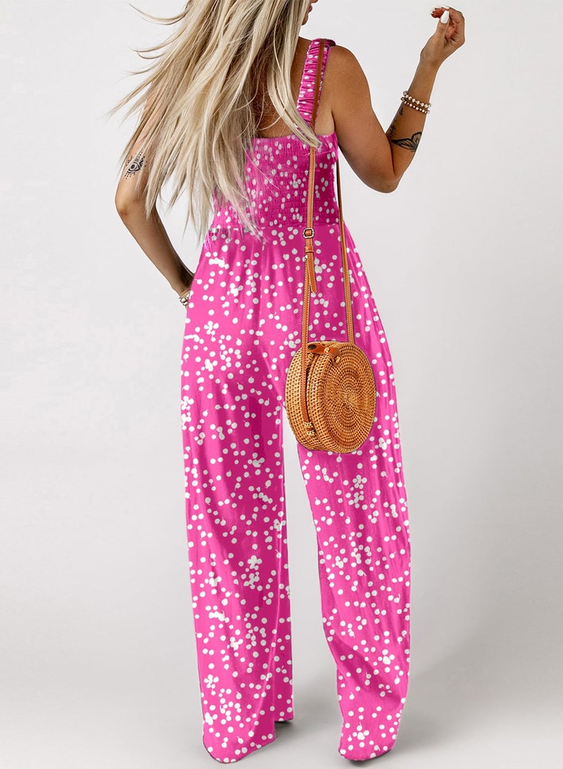 Dokotoo Womens Oversized Pink 3 Jumpsuits for Women Overalls Loose Casual Wide Leg One Piece Sleeveless Printed Jumpsuit Long Pant Rompers 2026 Fashion XX-Large - Image 3