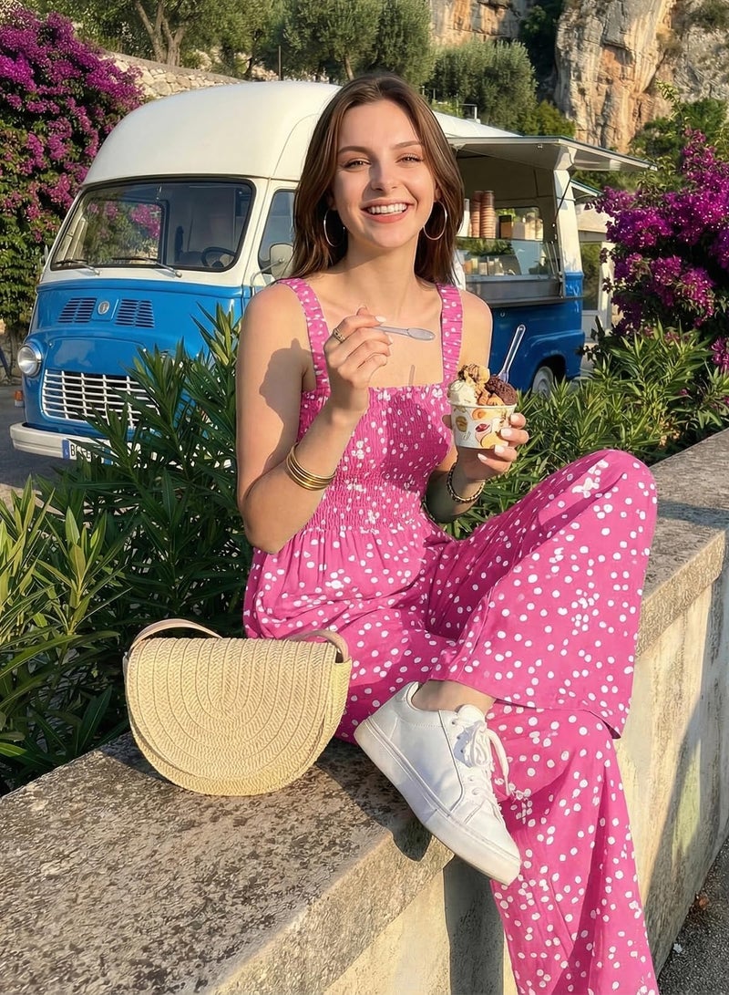 Dokotoo Womens Oversized Pink 3 Jumpsuits for Women Overalls Loose Casual Wide Leg One Piece Sleeveless Printed Jumpsuit Long Pant Rompers 2026 Fashion XX-Large - Image 4