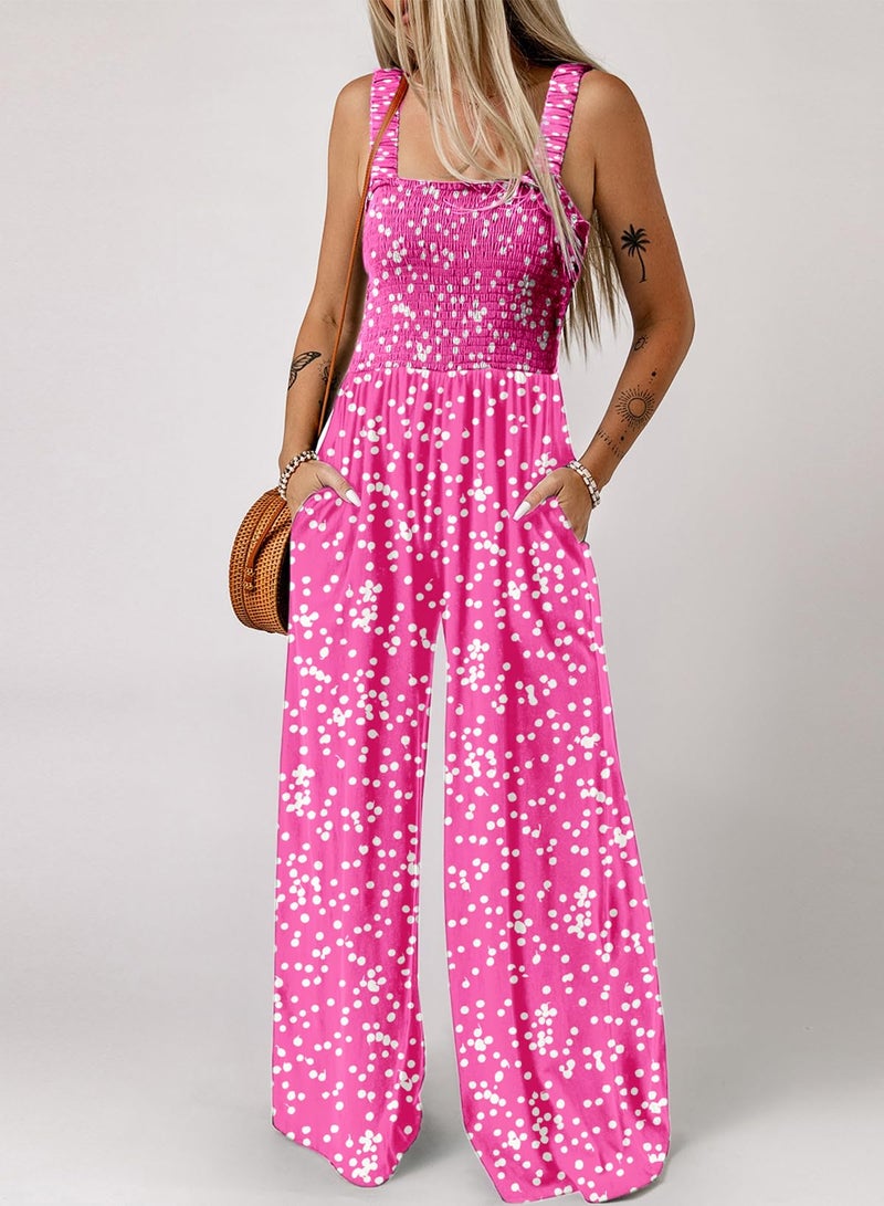 Dokotoo Womens Oversized Pink 3 Jumpsuits for Women Overalls Loose Casual Wide Leg One Piece Sleeveless Printed Jumpsuit Long Pant Rompers 2026 Fashion XX-Large - Image 2