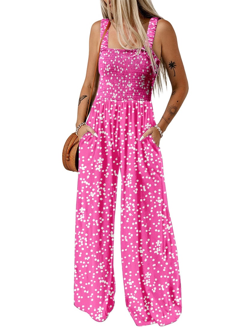 Dokotoo Womens Oversized Pink 3 Jumpsuits for Women Overalls Loose Casual Wide Leg One Piece Sleeveless Printed Jumpsuit Long Pant Rompers 2026 Fashion XX-Large - Image 1