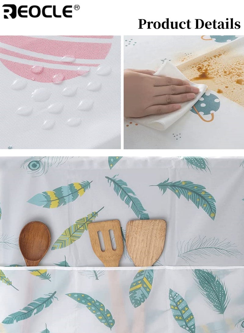 ريوكل غطاء غبار متعدد الجيوب للثلاجة، مقاوم للماء والزيت، فعال في الحماية من الغبار، سهل التنظيف، مزود بجيوب للتخزين، تصميم بسيط يناسب ديكور المنزل والمطبخ الحديث - Image 3