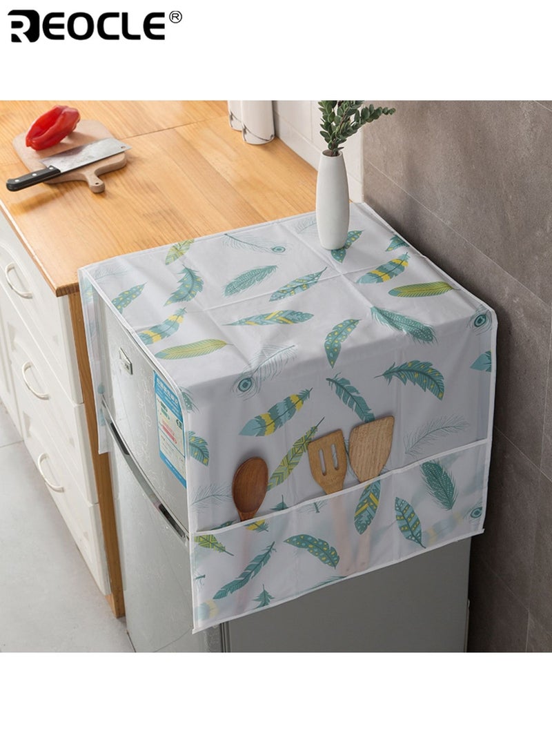 ريوكل غطاء غبار متعدد الجيوب للثلاجة، مقاوم للماء والزيت، فعال في الحماية من الغبار، سهل التنظيف، مزود بجيوب للتخزين، تصميم بسيط يناسب ديكور المنزل والمطبخ الحديث - Image 5