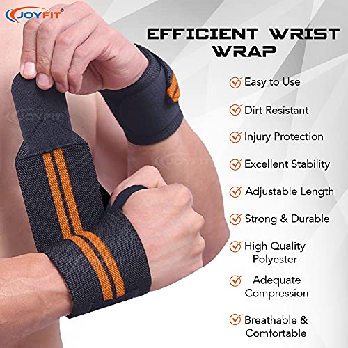 Joyfit Wrist Wraps- Wrist Support with Adjustable Straps and Thumb Loops for Home and Gym Workout, Weightlifting, Crossfit, Strength Training, Injury Protection for Men & Women [Pair] - Image 4