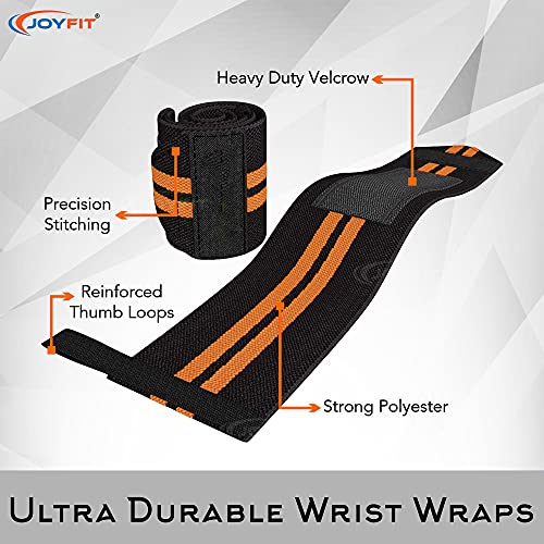 Joyfit Wrist Wraps- Wrist Support with Adjustable Straps and Thumb Loops for Home and Gym Workout, Weightlifting, Crossfit, Strength Training, Injury Protection for Men & Women [Pair] - Image 3