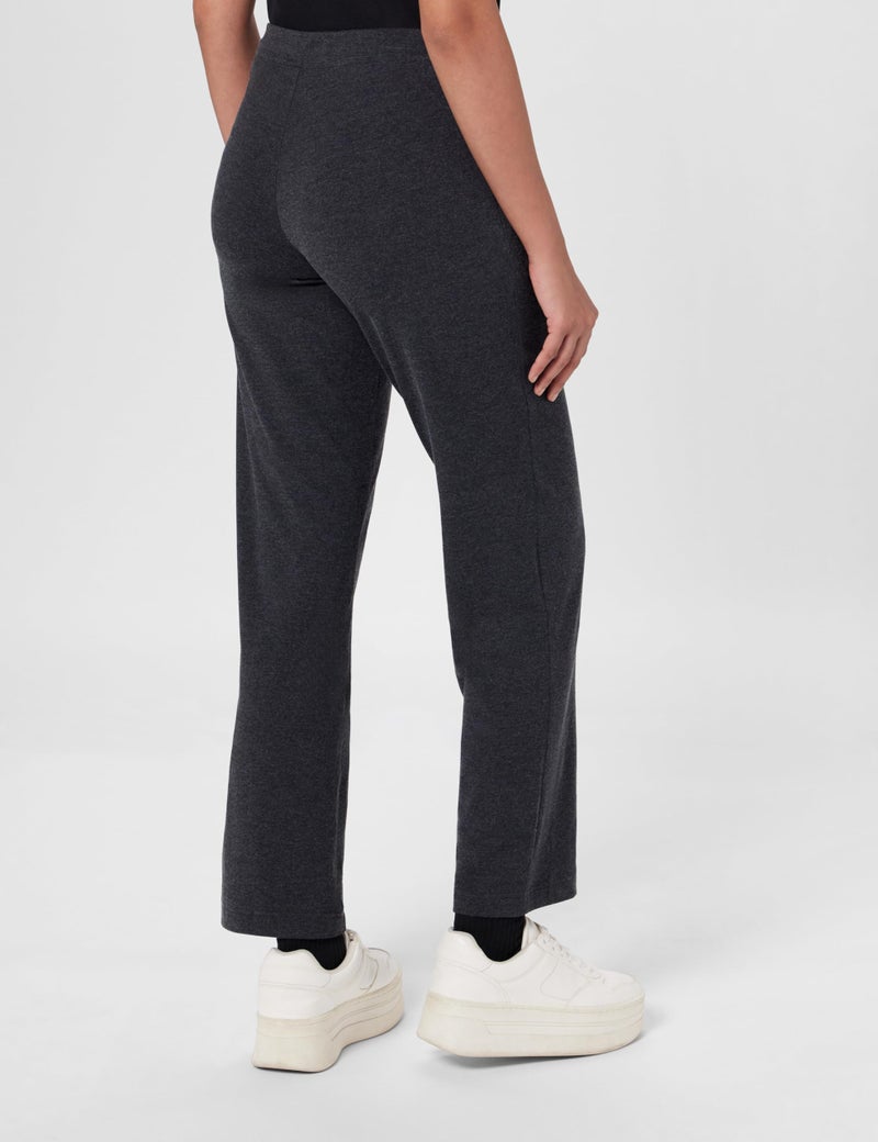 Enamor Essentials Womens Mid Rise Slim Fit Straight Leg Breathable Stretch Cotton Lounge Pants with Drawstring and Invisible Zipper Pockets- E014-(E014_Charcoalmelange_M) - Image 3