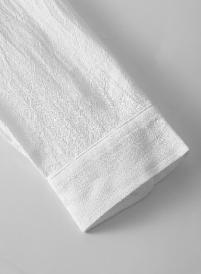 Take Two Men White Stand Collar Cotton Shirt - Image 4