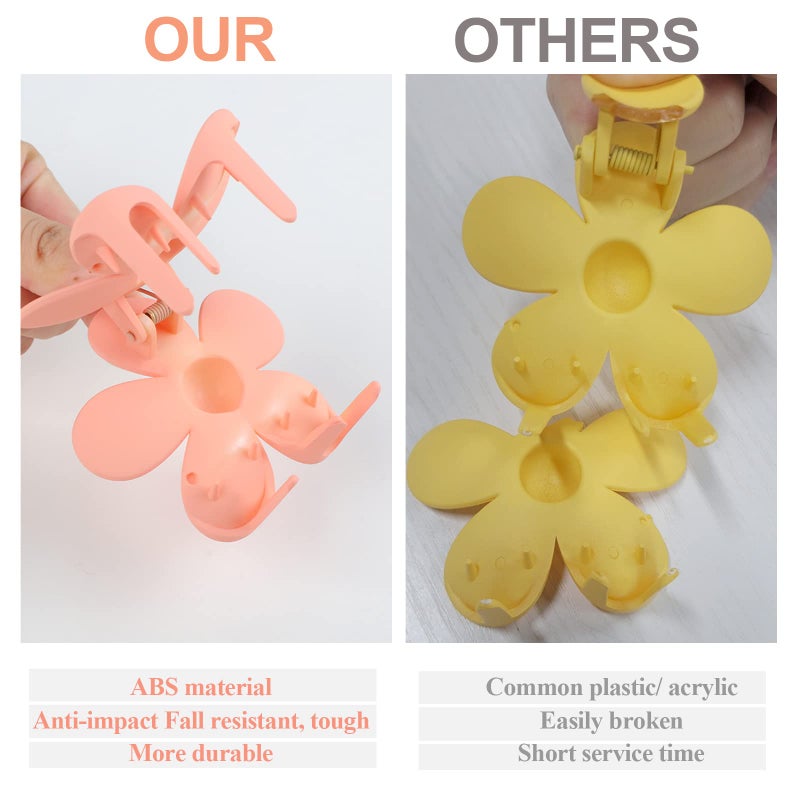 vivinin Flower Claw Clip 7 PCS Claw Clips, Hair Clips for Women Non Slip for Thick Hair Women Girls Gifts, 7 Colors - Image 4