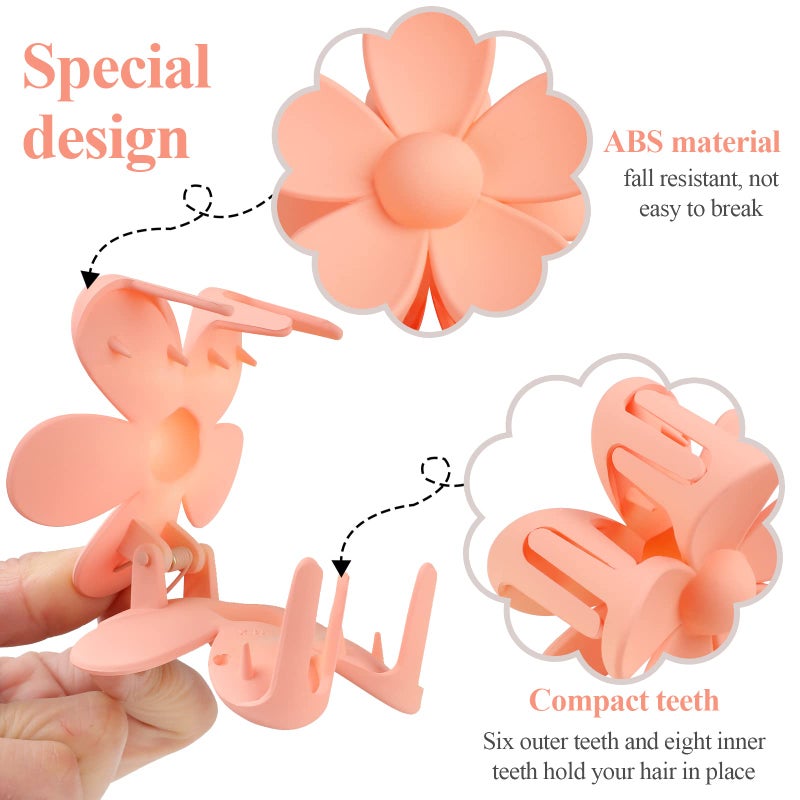 vivinin Flower Claw Clip 7 PCS Claw Clips, Hair Clips for Women Non Slip for Thick Hair Women Girls Gifts, 7 Colors - Image 3