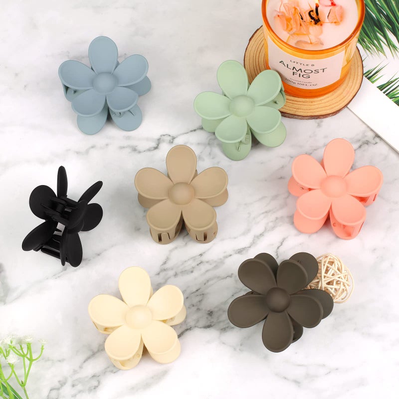 vivinin Flower Claw Clip 7 PCS Claw Clips, Hair Clips for Women Non Slip for Thick Hair Women Girls Gifts, 7 Colors - Image 5