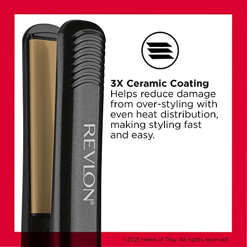 REVLON High Heat 3X Ceramic Flat Iron, 1″, Black - Image 2