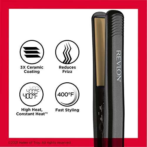 REVLON High Heat 3X Ceramic Flat Iron, 1″, Black - Image 5