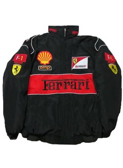 Vintage Style F1 Racing Jacket Cotton Embroidered Black A187Black shell Black shell
