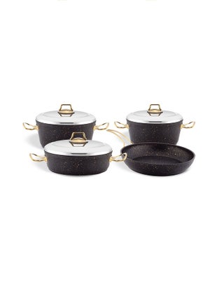 7-Piece Granitec Cookware Set - Stainless Steel Lids - 2 Deep Pots - 1 Low Pot - 1 Frypan - Non-Stick Surface - PFOA Free - Black & Gold - pzsku/Z01606A22F8F800653BD5Z/45/_/1739787801/22ebba7e-7739-4148-a975-99c9db3d370d