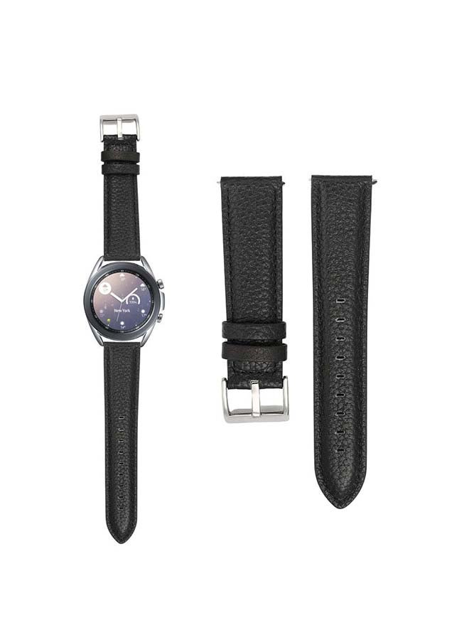 Perfii Genuine Calf Leather Replacement Band For Samsung Galaxy Watch 3 Black - Image 1