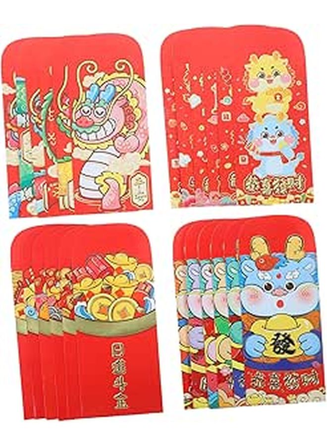 24pcs Chinese Red Envelopes Cute Cartoon Design For Lunar New Year Weddings Birthdays - Image 1