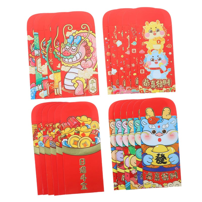 24pcs Chinese Red Envelopes Cute Cartoon Design For Lunar New Year Weddings Birthdays - Image 2
