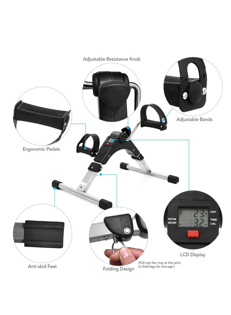 Generic Folding Fitness Pedal Stepper Exercise Machine Portable Pedal Exerciser with LCD Display Under Desk Bike Pedal Exerciser with LCD Display for Arms and Legs Indoor Cycling Bike Stepper for Adults & Seniors  - Image 4