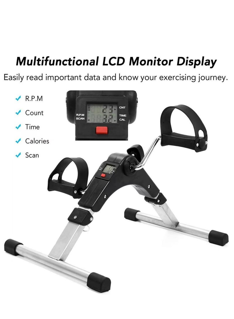 Generic Folding Fitness Pedal Stepper Exercise Machine Portable Pedal Exerciser with LCD Display Under Desk Bike Pedal Exerciser with LCD Display for Arms and Legs Indoor Cycling Bike Stepper for Adults & Seniors  - Image 5