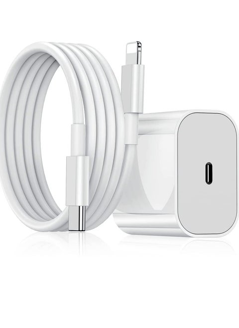 20W Fast iPhone Charger PD 3.0 USB C Charger Adapter with USB C Cable Compatible for iPhone Charger 13, 12, 11, Mini, X Series and Later (Charger)