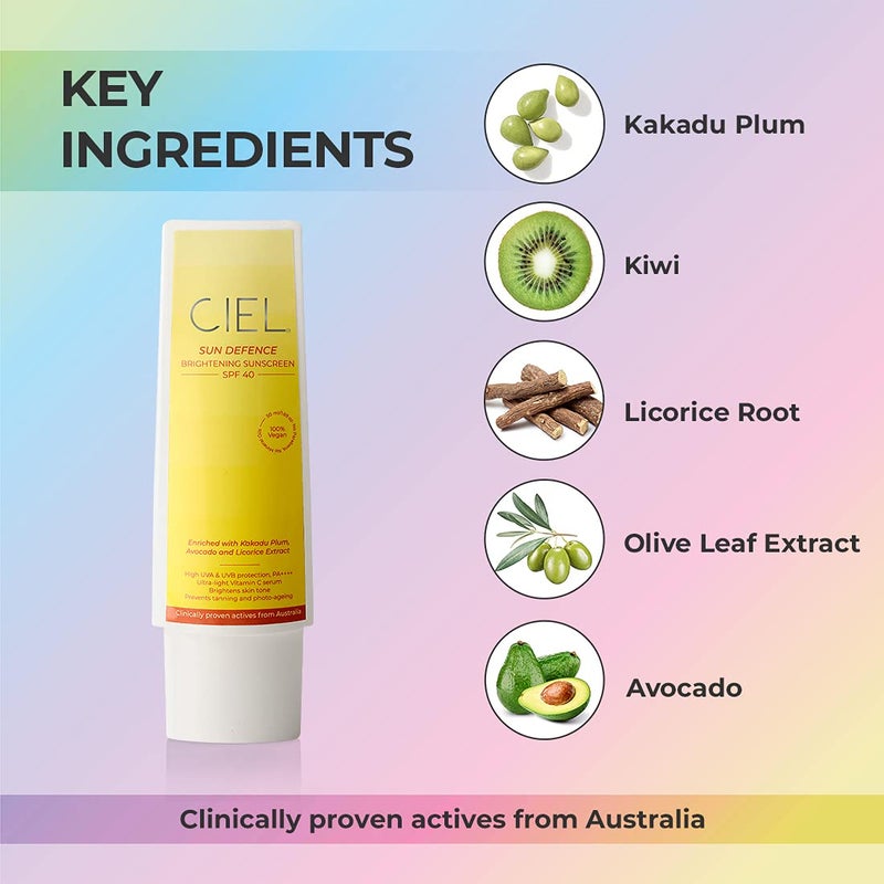 CIEL SPF 40 Sunscreen with Vitamin C 50ml PA UVA UVB Protection AntiTan SulphateFree Formula for Dry Oily AcneProne Skin Lightweight NonGreasy - Image 4
