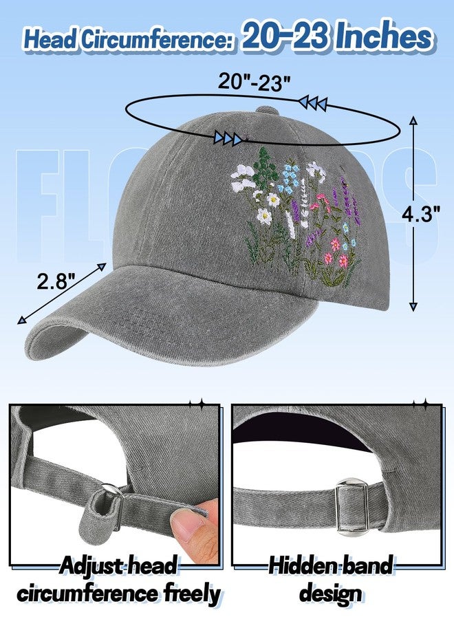 Big Gun Biggun Embroidered Baseball Cap - Adjustable Hat, Soft Breathable Poly Hats for Women Men, Flower Gray - Image 2