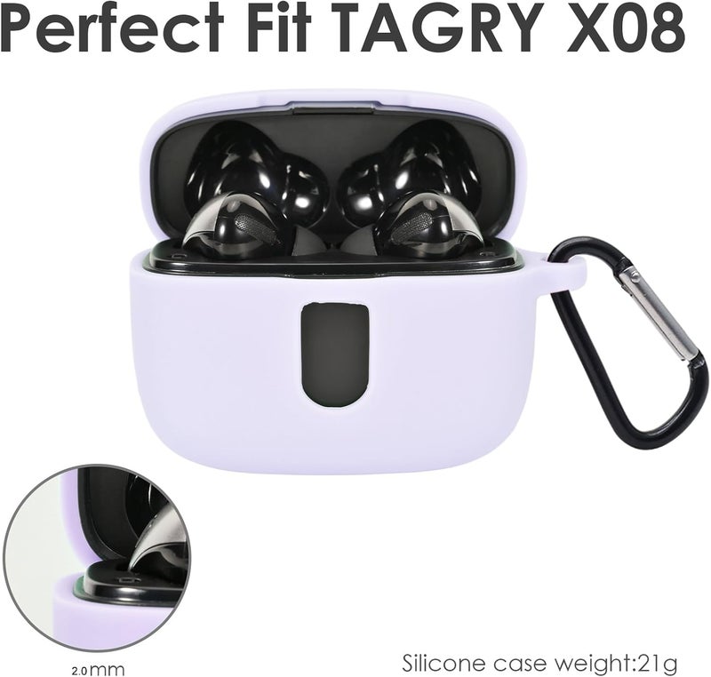 claiol غطاء سيليكون فاخر لسماعات الأذن اللاسلكية TAGRY X08 مع حلقة تثبيت. (لون اللافندر) - Image 4