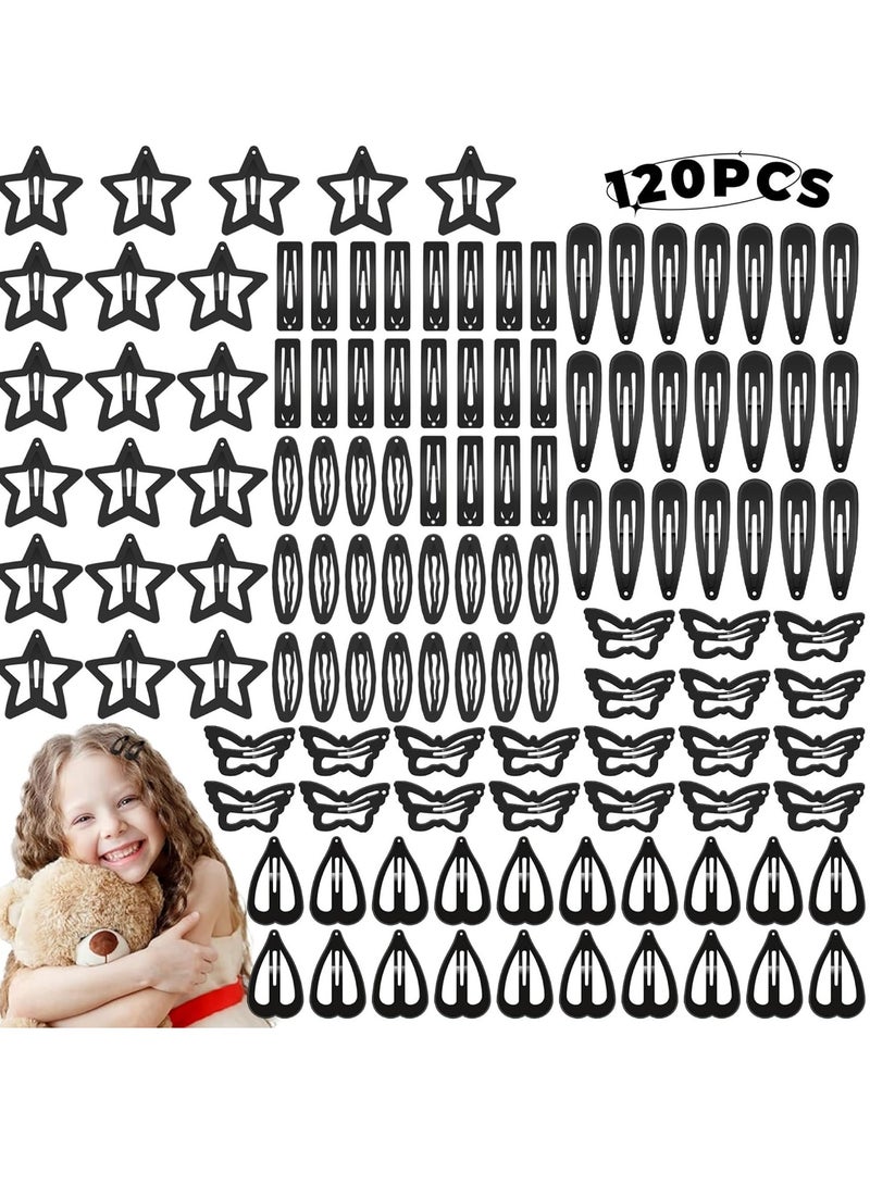CY 120PCS Black Hair Clips for Girl Metal Snap Hair Barrettes, 2 Inch Hair Accessories for Girl & Kids Women (6 Styles) By CYBAUG - Image 1