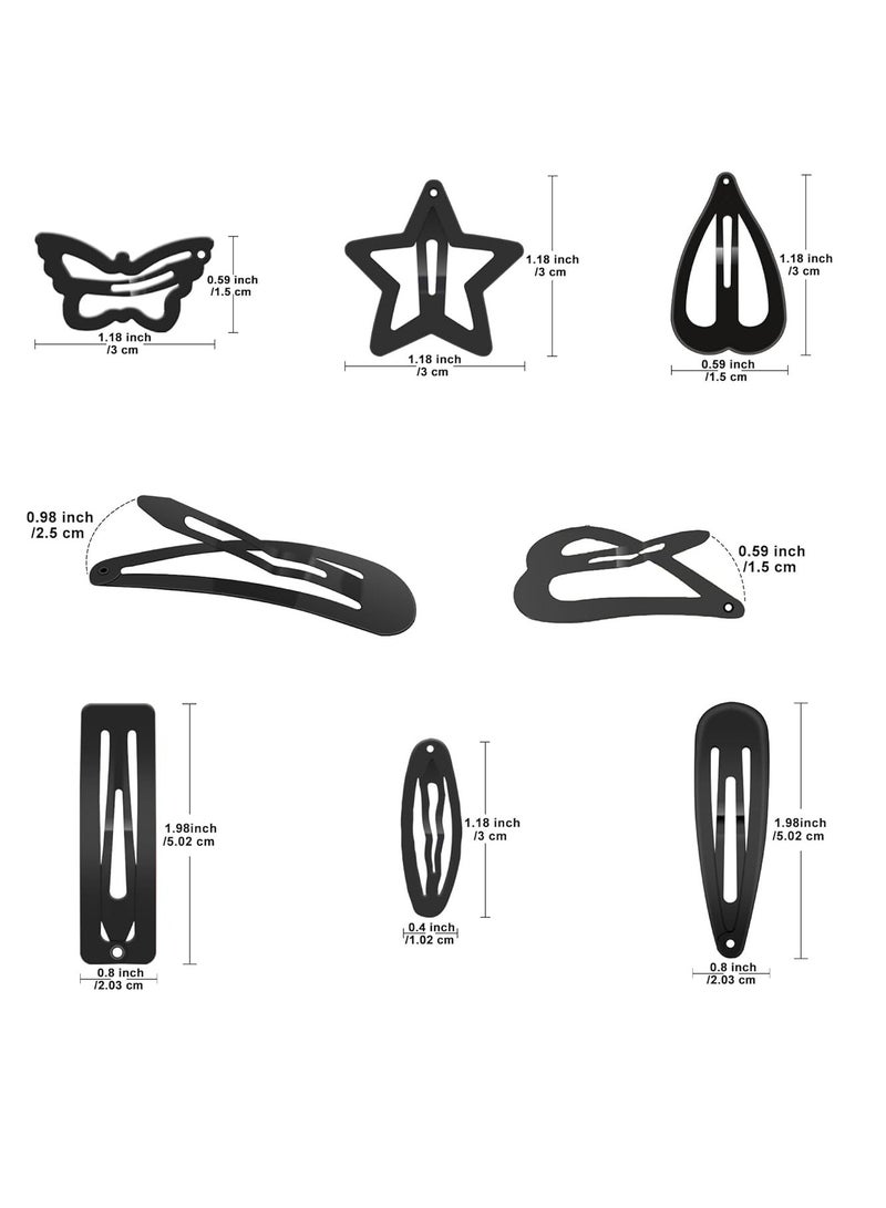 CY 120PCS Black Hair Clips for Girl Metal Snap Hair Barrettes, 2 Inch Hair Accessories for Girl & Kids Women (6 Styles) By CYBAUG - Image 3