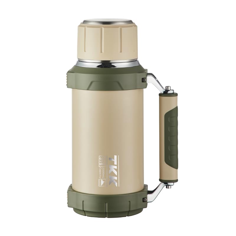 2QT 64oz Vacuum Insulated Stainless Steel Bottle Large Coffee Thermoses for Hot Drinks With Cup Handle Keeps Liquids Hot And Cold For Up To 24 For Outdoor Gathering Camping