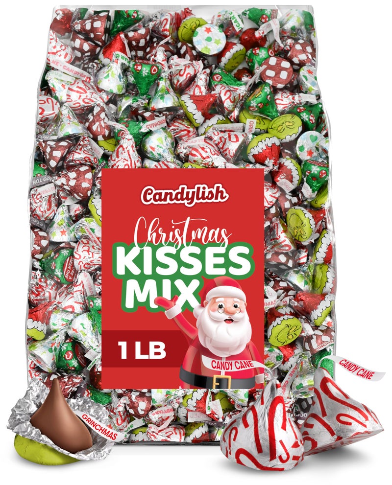 Christmas Candy Collection - 1 LB Bag (Approx. 100 Pieces) - Candy Cane, Hot Cocoa, Sugar Cookie Flavors - Assorted Holiday Chocolate, Perfect for Stocking Stuffers, Gift Bags, and Holiday Parties - Image 1