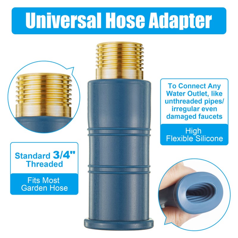 Feekoon 1 Pack Universal Faucet Hose Adapter, Thickened Sink Hose Attachment for Faucet, Flexible Silicone Sleeve Water Hose Connector for RV Garden Hose Damaged/Stripped Faucet Threads or Threadless Faucet - Image 3
