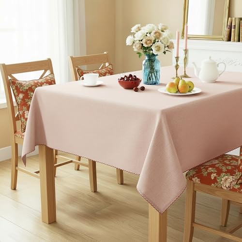 RUSTIQUE LINENS: Embroidered Edge Trim Tablecloth - Water & Stain Repellent (100% Cotton) 6-Seater - 10 Colors - Rust Orange (190 CM X 150 CM) - Image 2