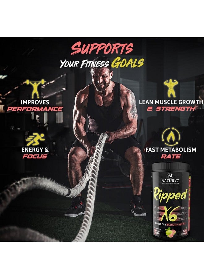 NATURYZ Naturyz Ripped X6 Pre Workout With Highest 24 Nutrients For Extreme Pump,Power,Endurance,Energy,Focus, For Fitness Enthusiasts,Athletes & Bodybuilders- 400 grams (Guava Flavour) - Powder, 1 count  - Image 4