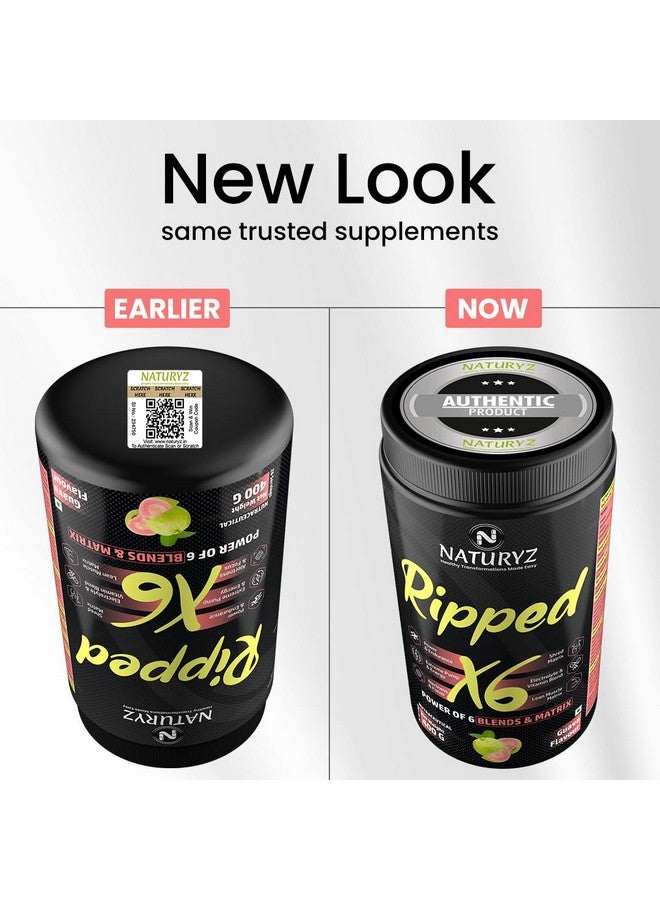 NATURYZ Naturyz Ripped X6 Pre Workout With Highest 24 Nutrients For Extreme Pump,Power,Endurance,Energy,Focus, For Fitness Enthusiasts,Athletes & Bodybuilders- 400 grams (Guava Flavour) - Powder, 1 count  - Image 3