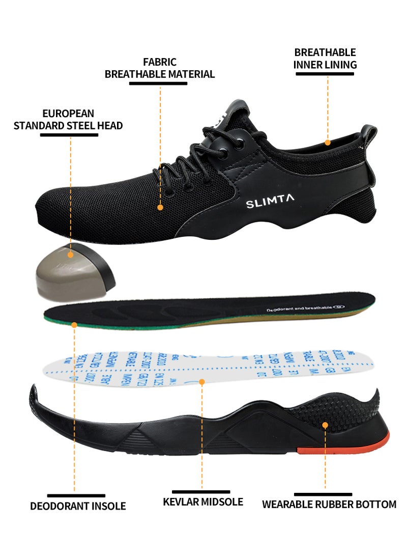 SLIMTA - SLIMTA® Safety Shoes for Men Women Steel Toe Boots Non-Slip Lightweight Breathable Sneakers Puncture Proof Protective Industrial Black Work Shoes - Image 1