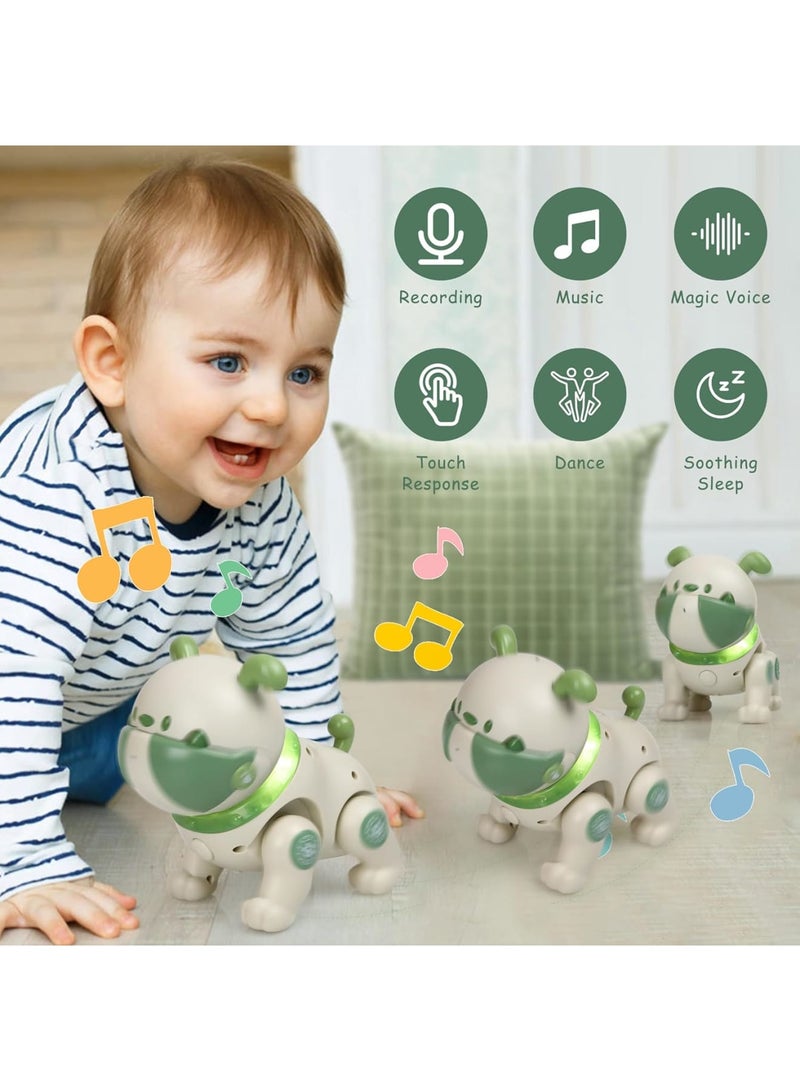 SOLARAE Robot Dog Toy for Kids, Remote Interactive Electronic Pets with Interactive Touch Sensors, LED Lights, Recording, Smart Dancing Walking RC Robot Puppy Dog for Kids Over 3, Green - Image 2