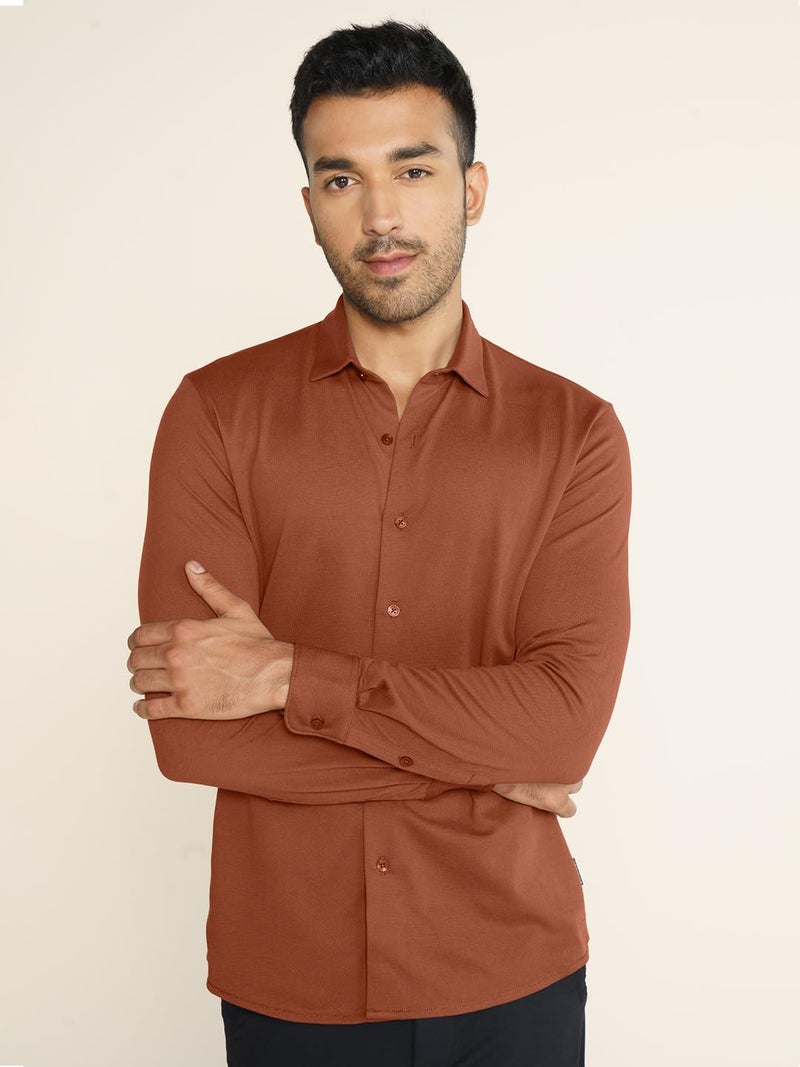 DAMENSCH Constant Cotton Thermoregulating Pique Full Shirts - Brick Red - 2XL - Image 4