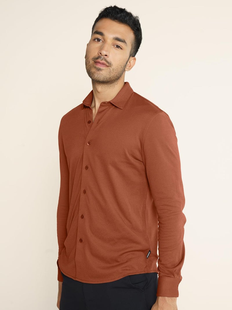 DAMENSCH Constant Cotton Thermoregulating Pique Full Shirts - Brick Red - 2XL - Image 5