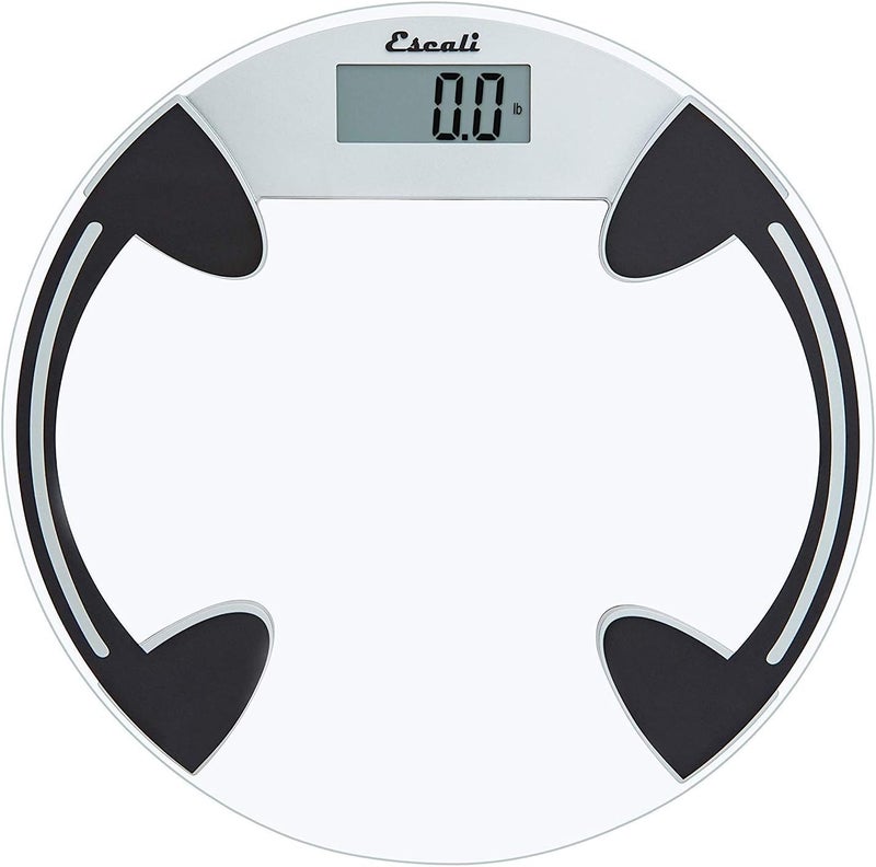 Escali Digital Glass Bath Scale for Body Weight Bathroom Body Scale High Capacity of 400 lb Battery Included Clear Round Platform - Image 1