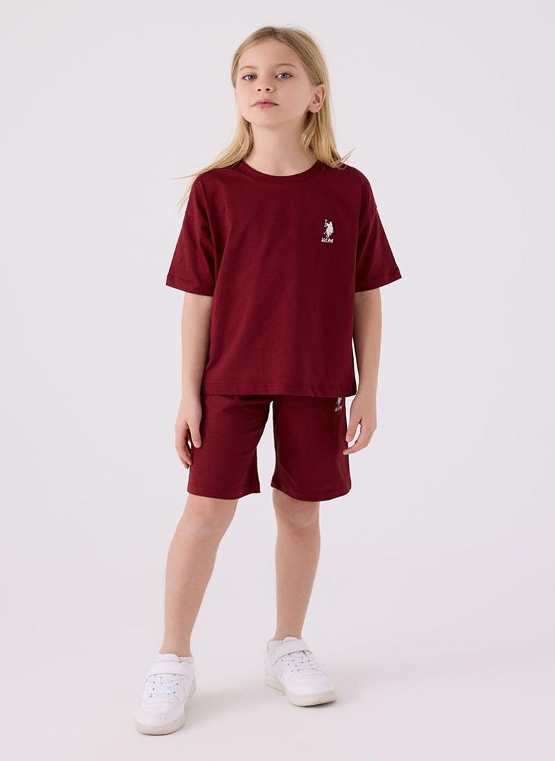 U.S. Polo Assn. U.S. Polo Assn. Girls Burgundy Bermuda Set - Image 1