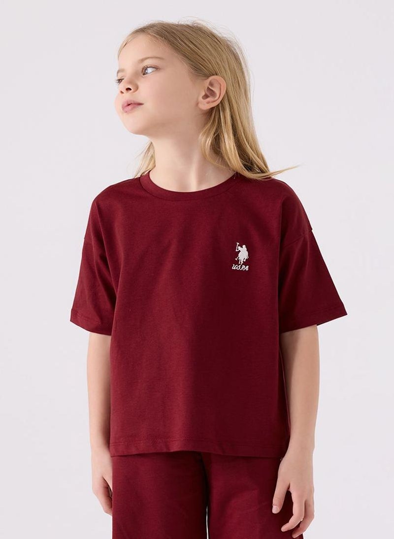 U.S. Polo Assn. U.S. Polo Assn. Girls Burgundy Bermuda Set - Image 2
