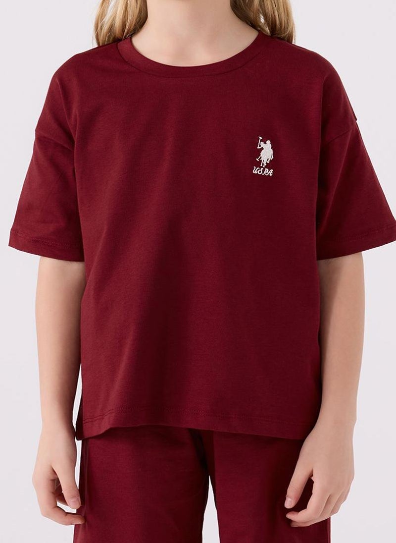U.S. Polo Assn. U.S. Polo Assn. Girls Burgundy Bermuda Set - Image 4