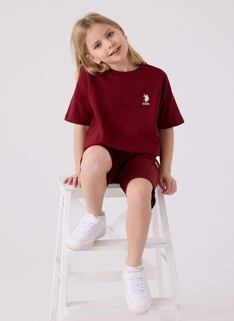 U.S. Polo Assn. U.S. Polo Assn. Girls Burgundy Bermuda Set - Image 3