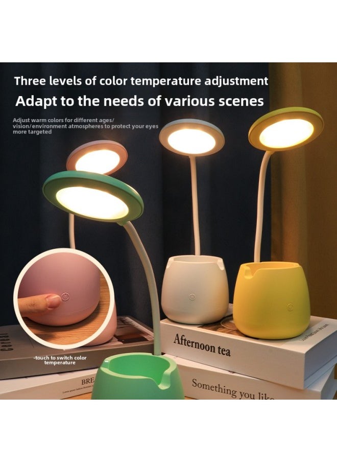 Generic - Creative Pen Container Folding Desk Lamp USB Charging Eye Protection Night Light LED Storage Learning Reading Small Desk Lamp-Colour:Yellow-Size:1200 Ma (three-color Light Switching/stepless Dimming) - Image 1