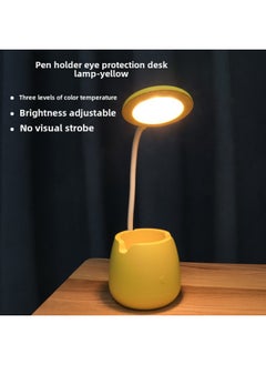 Creative Pen Container Folding Desk Lamp USB Charging Eye Protection Night Light LED Storage Learning Reading Small Desk Lamp-Colour:Yellow-Size:1200 Ma (three-color Light Switching/stepless Dimming)