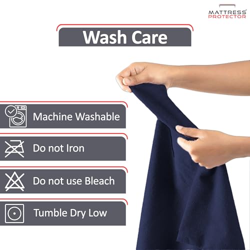 Mattress Protector Premium Waterproof Pillow Protector with Zippered Closure| Hypoallergenic & Protects from Dust Mites, Bed Bugs & Liquid Spills, Standard Size(18x28 Inch -Dark Blue )- Pack of 4 - Image 3